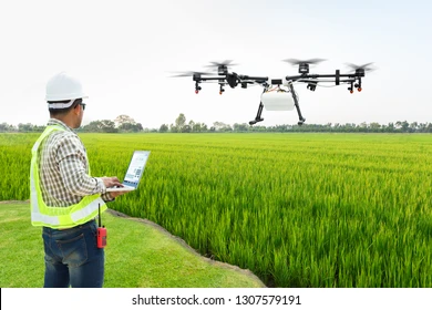 Drone monitoring farmland with AI